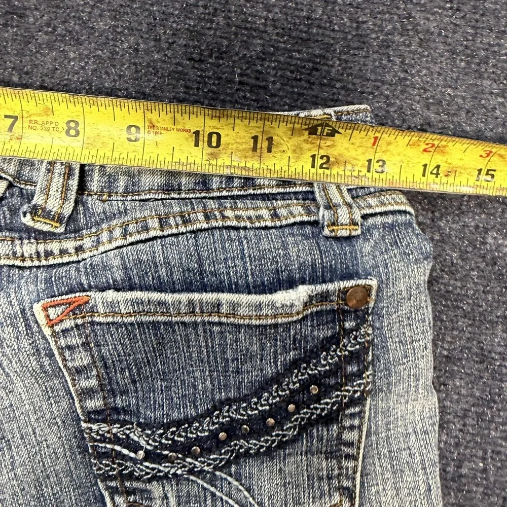 Y2K No Boundaries Skinny Jeans Juniors 3 Blue Embroidered Studded Stretch Denim